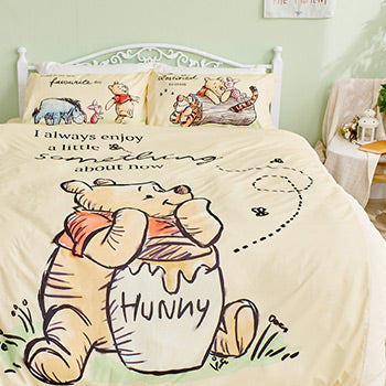 【Winnie the Pooh 小熊維尼】蜂蜜小事-米黃 - 雙人薄被套/涼被/兩用被套 - Disney 迪士尼|台灣製造 台灣直送