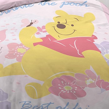 【小熊維尼】粉紅季黃 單人床單+枕套 迪士尼|台灣製造 台灣直送(預計7個工作天到貨)