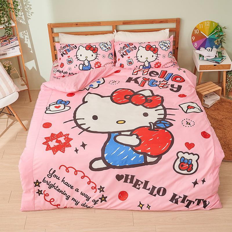 【Hello Kitty】閃亮俱樂部 - 雙人薄被套/涼被/兩用被套 - Sanrio 三麗鷗|台灣製造 台灣直送