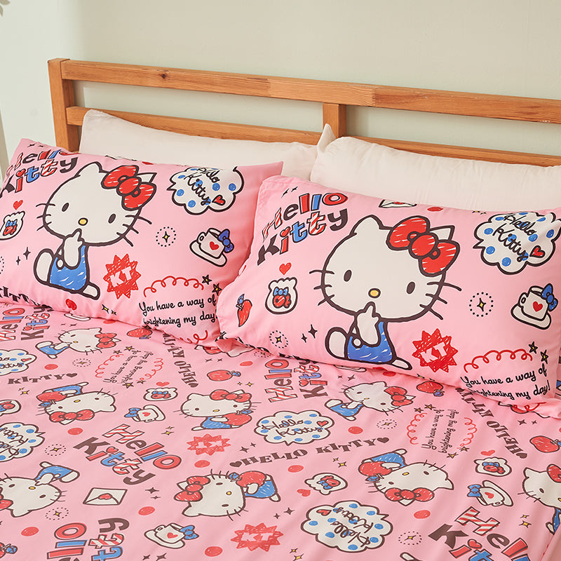 【Hello Kitty】閃亮俱樂部 - 雙人薄被套/涼被/兩用被套 - Sanrio 三麗鷗|台灣製造 台灣直送