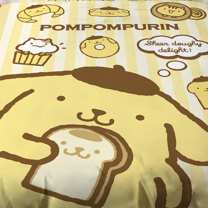 【Pompompurin 布丁狗】麵包家族 - 雙人薄被套/涼被/兩用被套 - Sanrio 三麗鷗|台灣製造 台灣直送