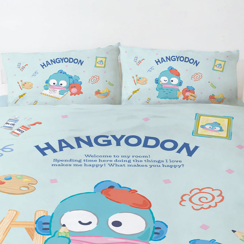 【Hangyodon 人魚漢頓】小小插畫家 - 雙人薄被套/涼被/兩用被套 - Sanrio 三麗鷗|台灣製造 台灣直送