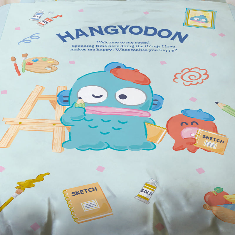 【Hangyodon 人魚漢頓】小小插畫家 - 雙人薄被套/涼被/兩用被套 - Sanrio 三麗鷗|台灣製造 台灣直送