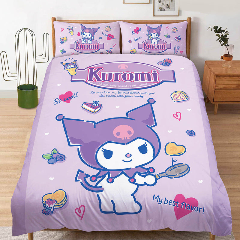 【Kuromi 酷洛米】甜點教室 - 雙人薄被套/涼被 - Sanrio 三麗鷗 |台灣製造 台灣直送