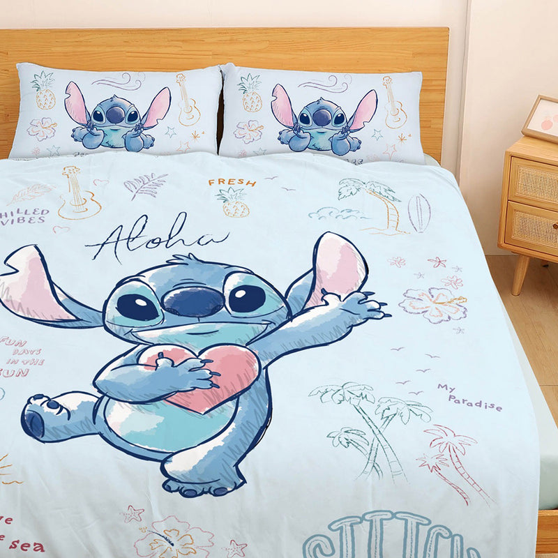 【Stitch 史迪奇】海景時光 - 雙人薄被套/兩用被套 天絲 - Disney 迪士尼 |台灣製造 台灣直送