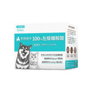毛孩時代100%左旋離胺酸寵物保健粉劑包裝，藍白色盒裝，適合犬貓使用.