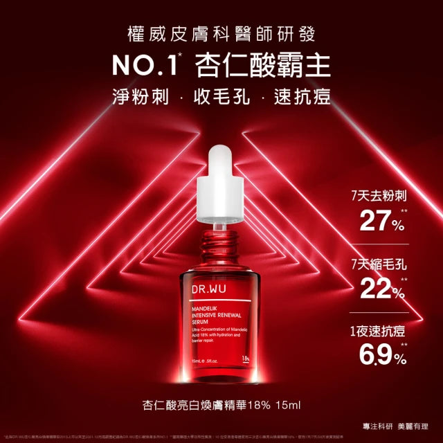 【DR.WU 達爾膚】杏仁酸亮白煥膚精華 18% 15ML (下單後3-5個工作天出貨)