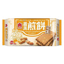 義美花生煎餅100克，金黃色香濃花生餅乾包裝設計.