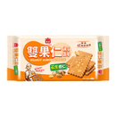 義美雙果仁煎餅花生杏仁口味，正方形酥脆餅乾包裝，100克裝.
