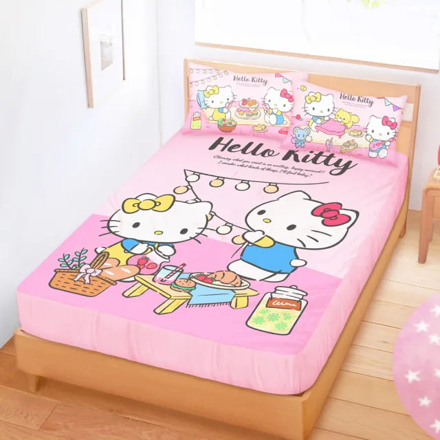 【Hello Kitty】Lets Picnic - 床單 - Sanrio 三麗鷗|台灣製造 台灣直送