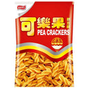 紅色包裝可樂果脆玉米餅乾118公克，帶有波浪狀質感與古早味標誌.
