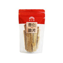 裕珍馨杏仁脆片原味隨手包，紅白色立袋包裝，透明窗可見脆片細長條狀.