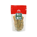 裕珍馨杏仁脆片海苔口味隨手包180g紅白包裝清晰可見餅乾外觀.