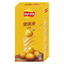 樂事樂連連原味洋芋片經濟包，黃金色盒裝，洋芋片疊加與完整馬鈴薯圖案.
