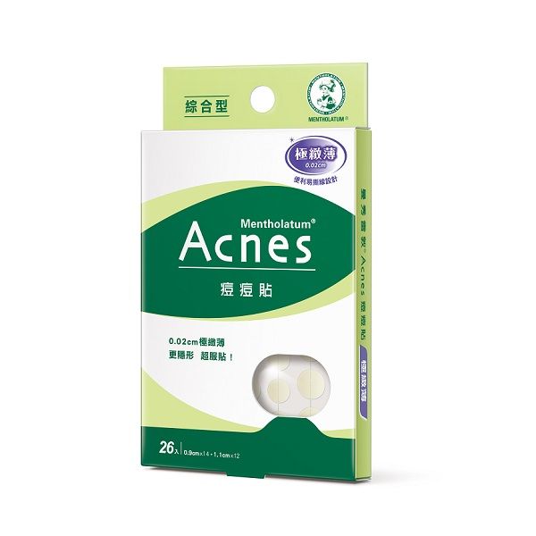 【Mentholatum 曼秀雷敦】ACNES 痘痘貼-極致薄綜合型(0.9cmx14入+1.1cmx12入) (下單後3-5個工作天出貨)