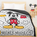 【Mickey 米奇】米奇小插畫 灰黑 - 薄被套/涼被/兩用被套 - Disney 迪士尼|台灣製造 台灣直送