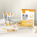 汪喵星球魚油保健純肉泥20包裝，橘白色包裝設計，附多包肉泥條狀品展示.