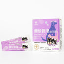 紫色調體態管理益生菌包裝盒及兩包顯示汪喵星球品牌及卡通狗貓圖案.