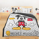 【Mickey 米奇】米奇小插畫 灰黑 - 薄被套/涼被/兩用被套 - Disney 迪士尼|台灣製造 台灣直送
