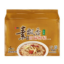 維力素飄香當歸枸杞風味麵5入包裝，全素泡麵，金黃色包裝袋正面含素食標示.