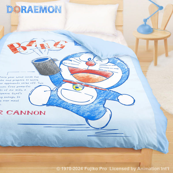 【Doraemon 哆啦A夢】祕密道具素描集 - 雙人薄被套/涼被/兩用被套 - Doraemon 哆啦A夢|台灣製造 台灣直送