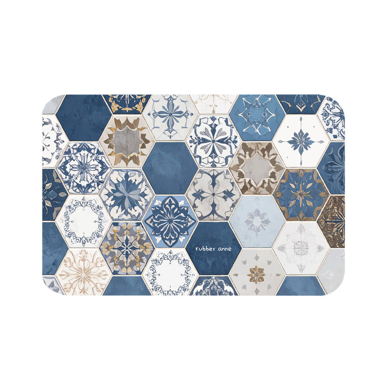 【Rubber Anne】軟式珪藻土吸水地墊 六角花磚系列 (60x40cm) (下單後3-5個工作天出貨)