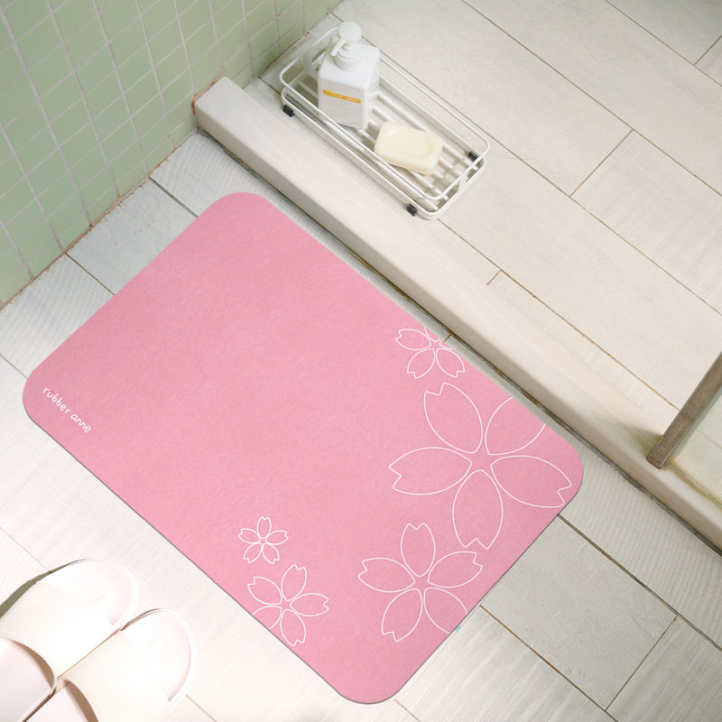 【Rubber Anne】軟式珪藻土吸水地墊 櫻花系列(60x40cm) (下單後3-5個工作天出貨)