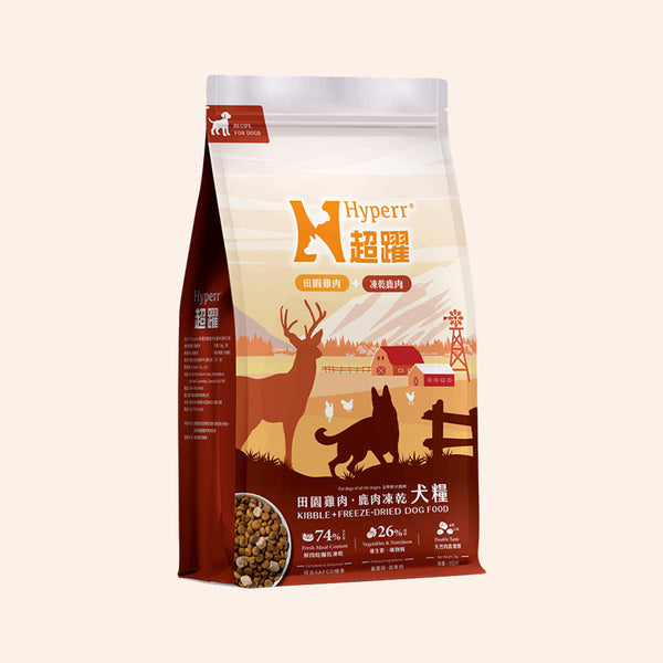 【Hyperr 超躍】犬貓無穀飼料佐凍乾 - 鹿肉雞肉 2kg (下單後3-5個工作天出貨)