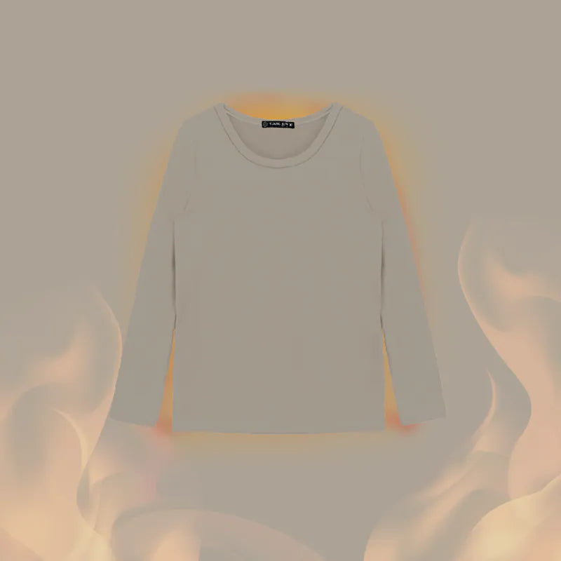 【H&J】小孩款 圓領速暖絨保暖衣-燕麥奶 發熱衣｜MIT 台灣製造 台灣直送 (下單後3-5個工作天出貨)