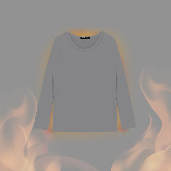 【H&J】小孩款 圓領速暖絨保暖衣-淺灰 發熱衣｜MIT 台灣製造 台灣直送 (下單後3-5個工作天出貨)