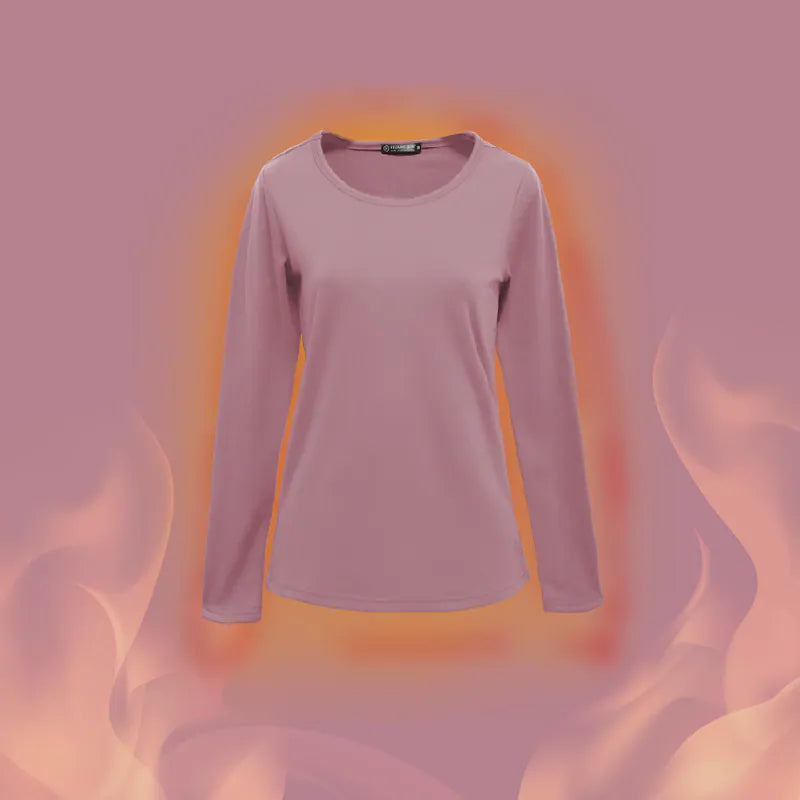 【H&J】圓領速暖絨保暖衣3.0-櫻花粉 發熱衣｜MIT 台灣製造 台灣直送 (下單後3-5個工作天出貨)