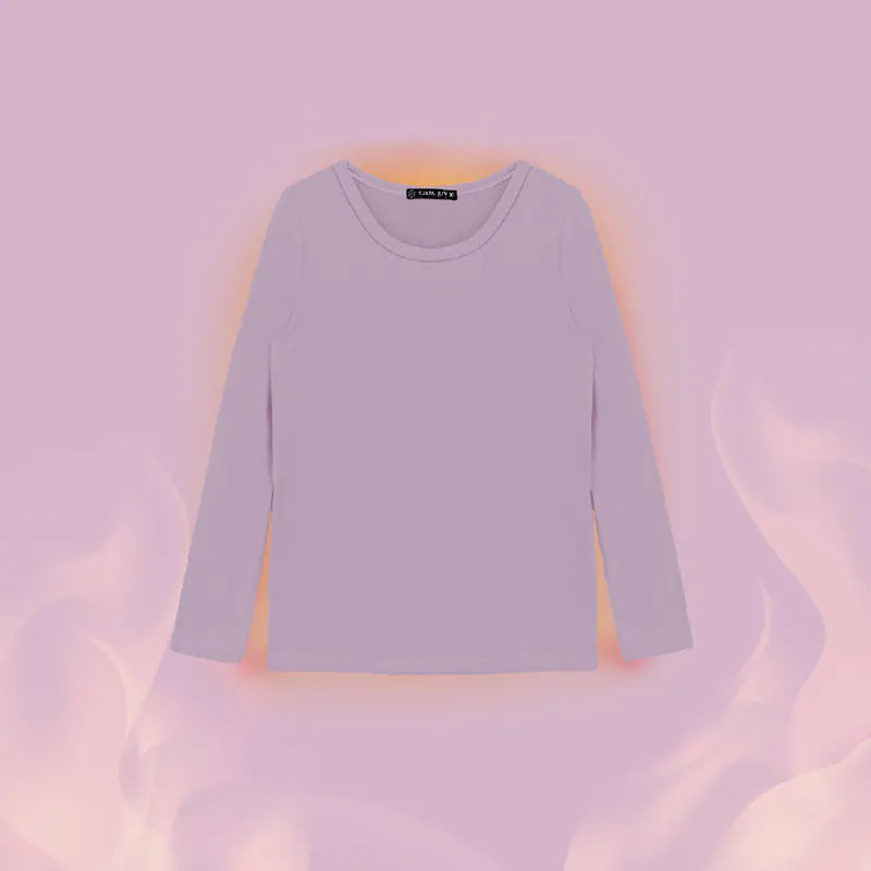 【H&J】小孩款 圓領速暖絨保暖衣-粉紫 發熱衣｜MIT 台灣製造 台灣直送 (下單後3-5個工作天出貨)