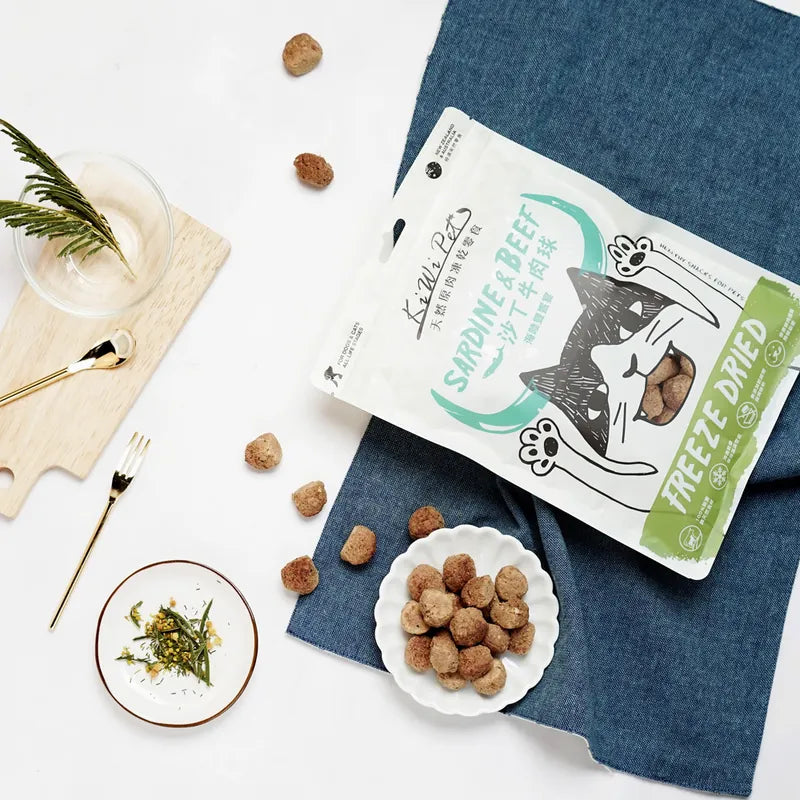 【KiWiPet】沙丁牛肉球 犬貓凍乾零食 50g (下單後3-5個工作天出貨)