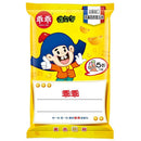 乖乖玉米脆條五香口味80g黃色包裝，卡通小孩藍帽笑臉設計.