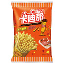 卡迪那德州薯條茄汁口味90克橙色包裝，包裝上有番茄和薯條圖案.