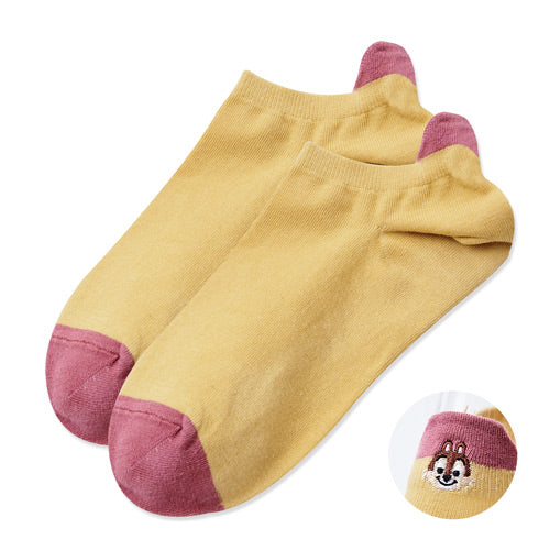 【Disney 奇奇蒂蒂】奇奇蒂蒂造型刺繡船襪-04|台灣製造 台灣直送 (預計7個工作天到貨)
