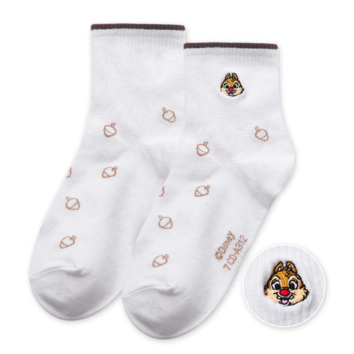 【Disney 奇奇蒂蒂】奇奇蒂蒂刺繡中筒羅紋襪-12|台灣製造 台灣直送 (預計7個工作天到貨)