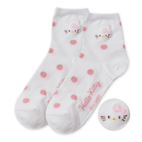 【Sanrio 三麗鷗】Hello Kitty刺繡中統襪-06|台灣製造 台灣直送 (預計7個工作天到貨)