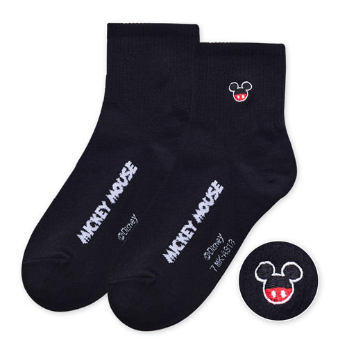 【Disney 米奇】米奇刺繡中筒羅紋襪-13|台灣製造 台灣直送 (預計7個工作天到貨)