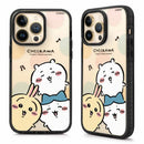 Chiikawa吉伊卡哇經典款iPhone手機殼，米色背景，三隻可愛角色設計，黑色邊框保護殼.