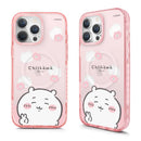 粉紅色透明iPhone磁吸保護殼，正反面吉伊卡哇卡通角色圖案，柔軟邊框設計.