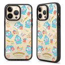 水藍色水怪漢頓卡通塗鴉風iPhone手機保護殼透明背板黑邊框.