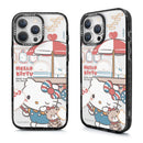 Hello Kitty抱著泰迪熊和棉花糖圖案，白色磁吸款iPhone保護殼.