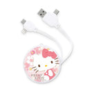Hello Kitty粉紅蝴蝶結伸縮式多合一充電線，含USB、Type-C及Lightning接口.