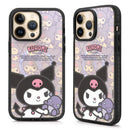 黑底Kuromi酷洛米造型iPhone手機殼，磁吸設計，帶紫色小熊玩偶圖案.