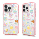 粉色邊框雙星仙子主題iPhone手機殼，附可愛下午茶插畫設計.