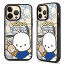 帕恰狗與小狗圖案iPhone磁吸保護殼，卡通風格，黑色邊框.