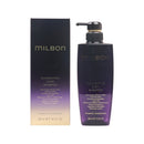 Milbon黑凜柔曜修復洗頭水，深紫色漸變瓶身，按壓式瓶蓋設計.