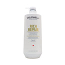 白色金屬質感髮膜瓶，標示GOLDWELL歌薇和Rich Repair保濕滋潤配方.