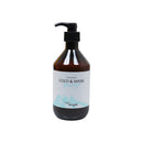 【Hair angel 髮精靈】沁涼調理凍膜500ml棕色瓶身配黑色泵頭，標籤簡約藍白色調.